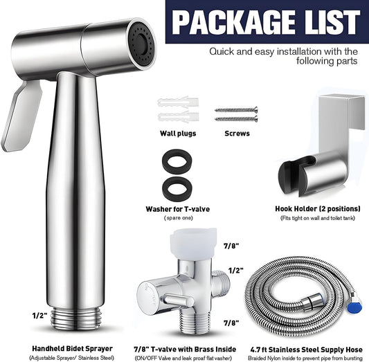 AroClean™ Stainless Steel Handheld Bidet Sprayer